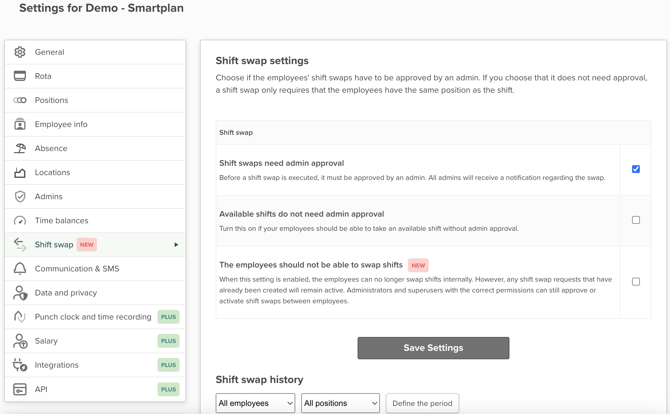 New update: Option to disable shift swaps